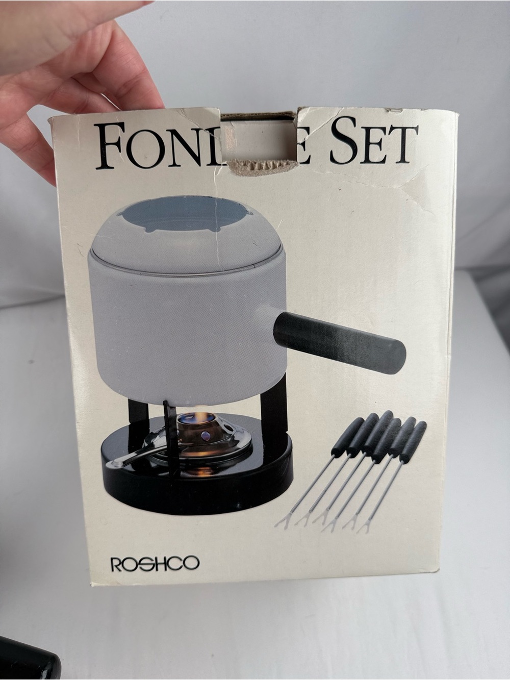 Roshco White and Black Fondue Set - Complete Serving Kit - Picture 3 of 9